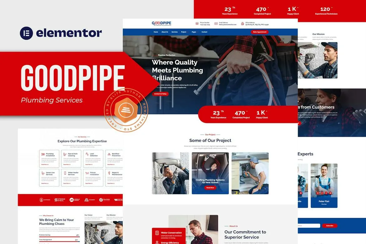 Goodpipe Plumbing Services Elementor Template Kit