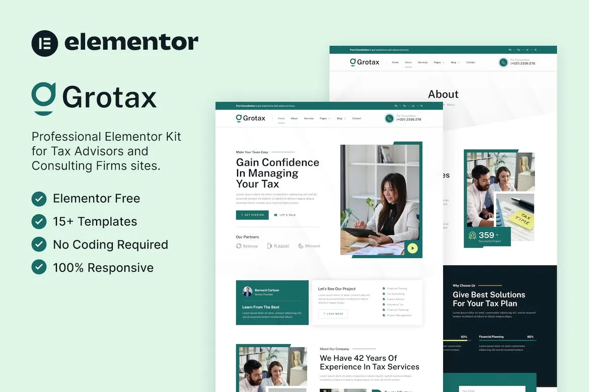 Grotax – Tax Advisor & Consulting Firm Elementor Template Kit