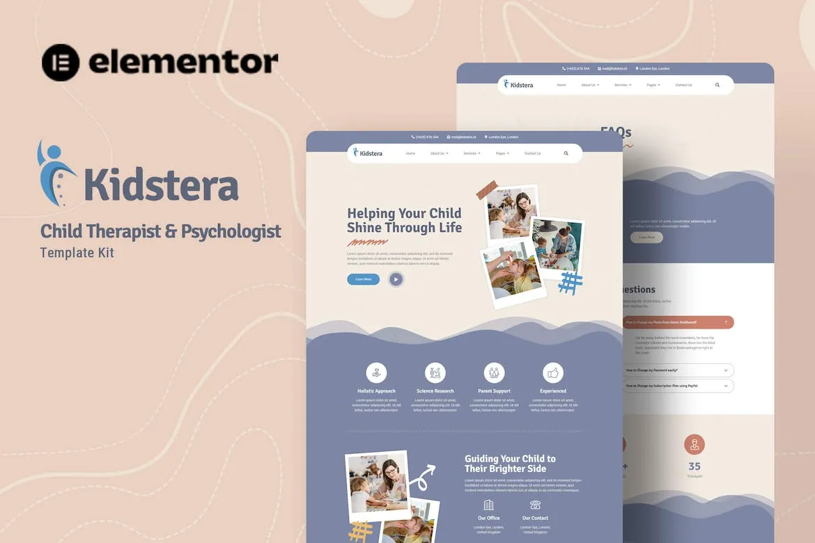 Kidstera Child Therapist & Psychologist Elementor Template Kit